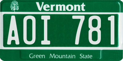 VT license plate AOI781