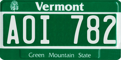 VT license plate AOI782