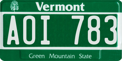 VT license plate AOI783