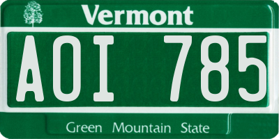 VT license plate AOI785