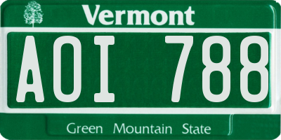 VT license plate AOI788