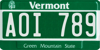 VT license plate AOI789