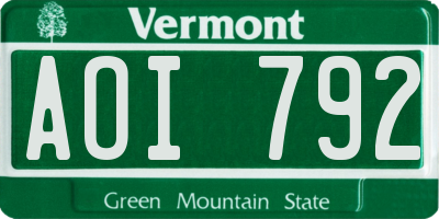 VT license plate AOI792