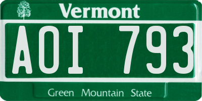 VT license plate AOI793