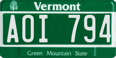 VT license plate AOI794