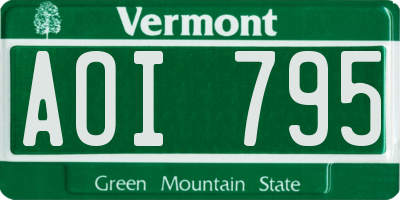 VT license plate AOI795