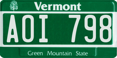 VT license plate AOI798