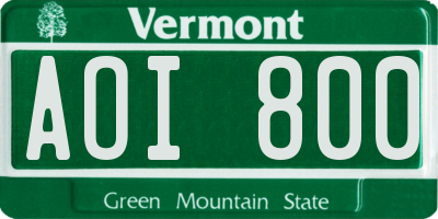 VT license plate AOI800