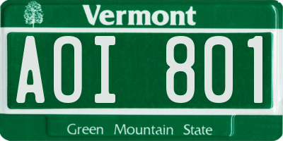 VT license plate AOI801