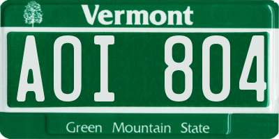 VT license plate AOI804