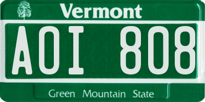 VT license plate AOI808