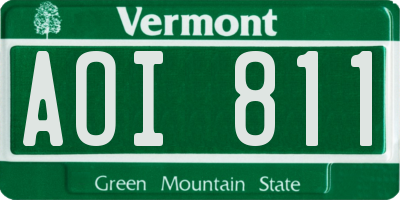VT license plate AOI811