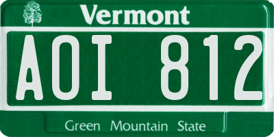 VT license plate AOI812