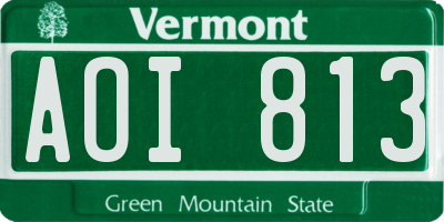VT license plate AOI813