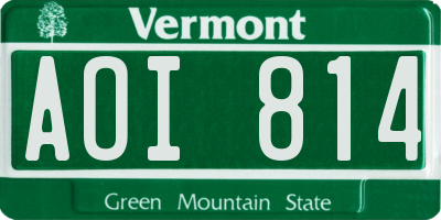 VT license plate AOI814