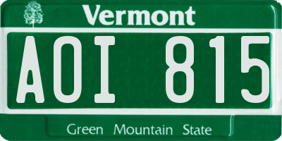 VT license plate AOI815
