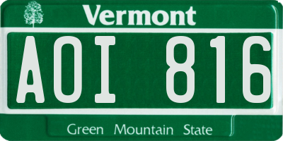 VT license plate AOI816