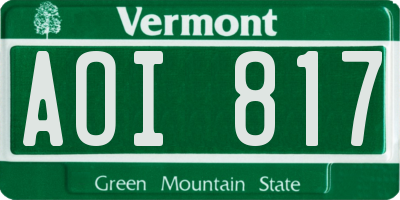 VT license plate AOI817