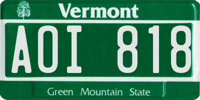 VT license plate AOI818