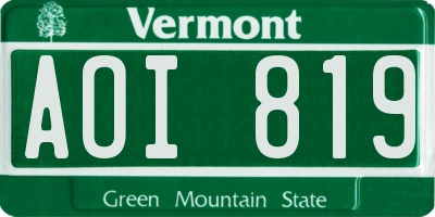 VT license plate AOI819