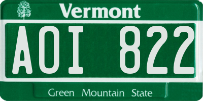 VT license plate AOI822