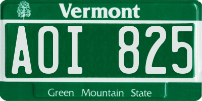 VT license plate AOI825