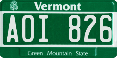 VT license plate AOI826