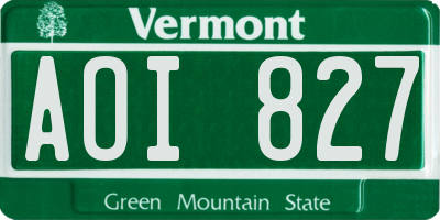 VT license plate AOI827