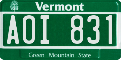 VT license plate AOI831
