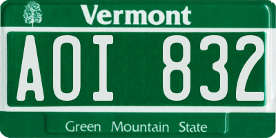 VT license plate AOI832
