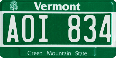 VT license plate AOI834