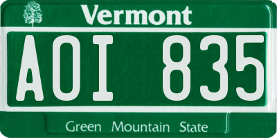 VT license plate AOI835