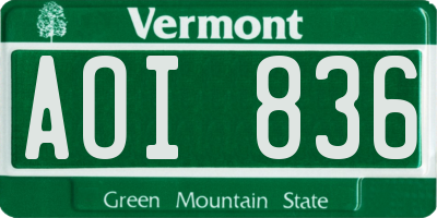 VT license plate AOI836