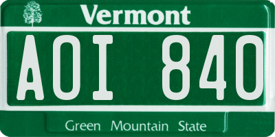 VT license plate AOI840