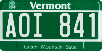 VT license plate AOI841