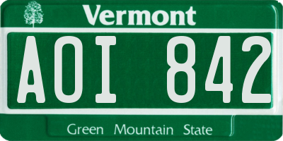 VT license plate AOI842