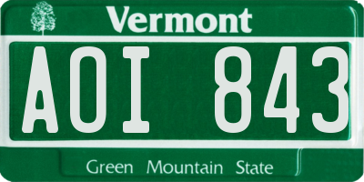 VT license plate AOI843
