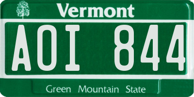 VT license plate AOI844
