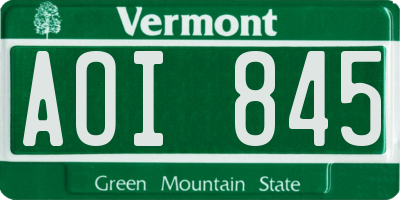VT license plate AOI845