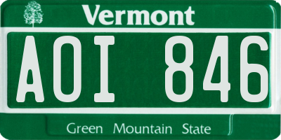 VT license plate AOI846