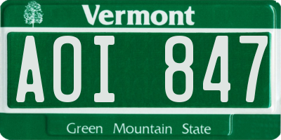 VT license plate AOI847