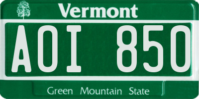 VT license plate AOI850