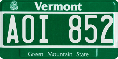 VT license plate AOI852