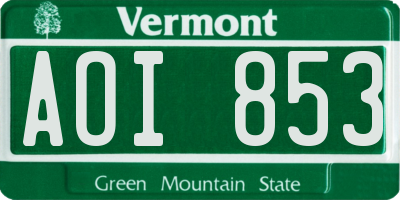 VT license plate AOI853