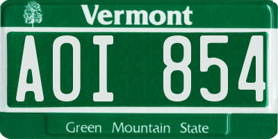 VT license plate AOI854
