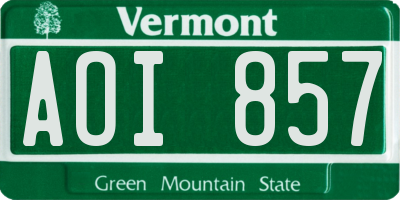 VT license plate AOI857