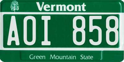 VT license plate AOI858