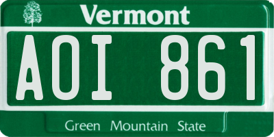 VT license plate AOI861
