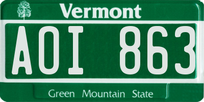 VT license plate AOI863