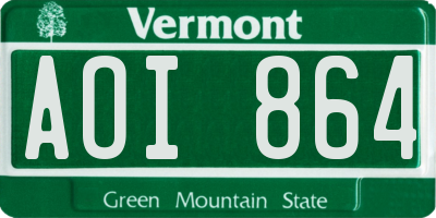 VT license plate AOI864